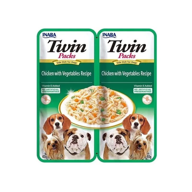 Inaba Dog Twin Packs Chicken with Vegetables Recipe - karma mokra z kurczakiem i warzywami dla psów 2x40 g