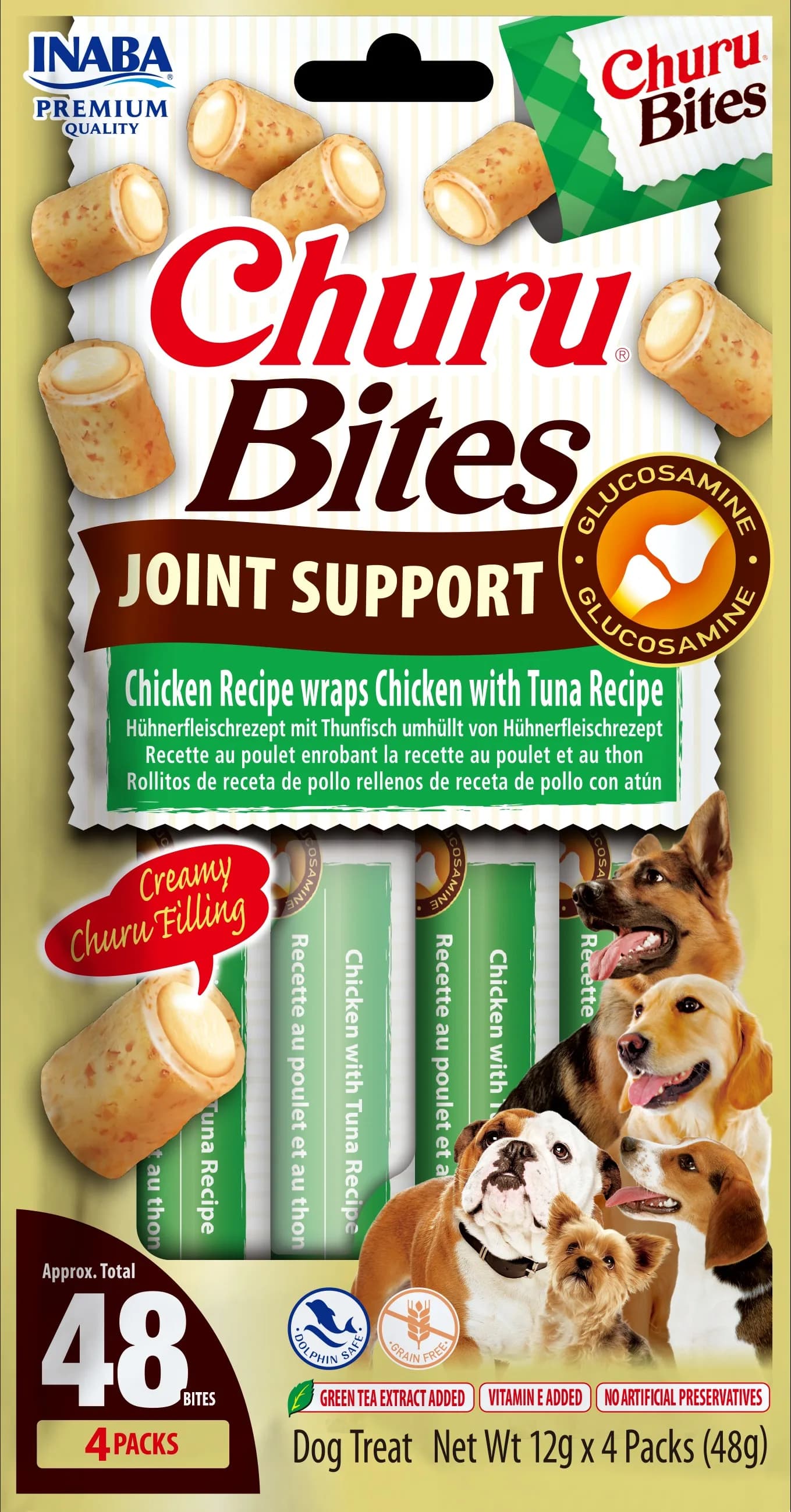 Inaba Dog CHURU Bites Joint Support Chicken & Tuna 4 × 12 g