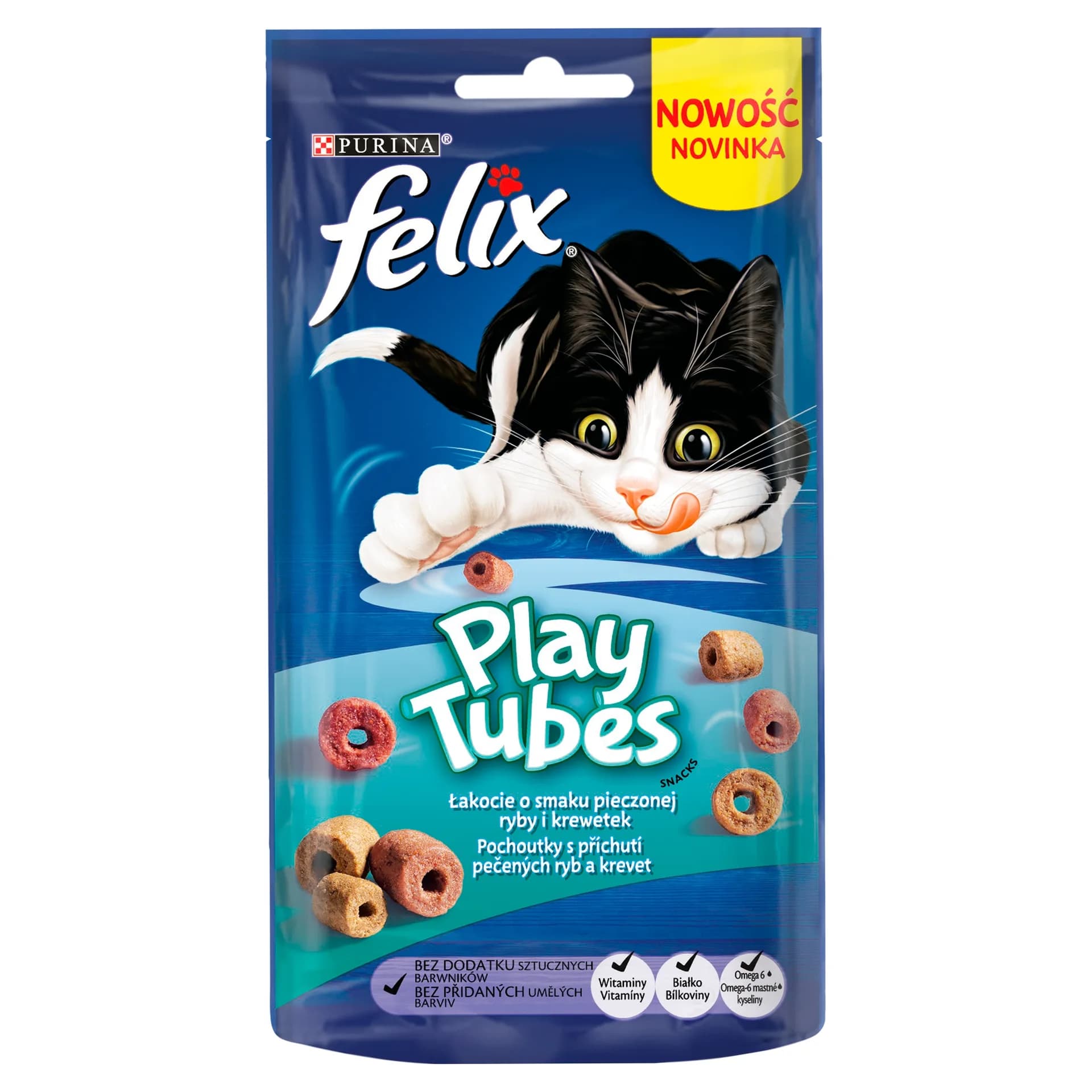 Przysmak FELIX Play Tubes o smaku pieczonej ryby i krewetek 50 g