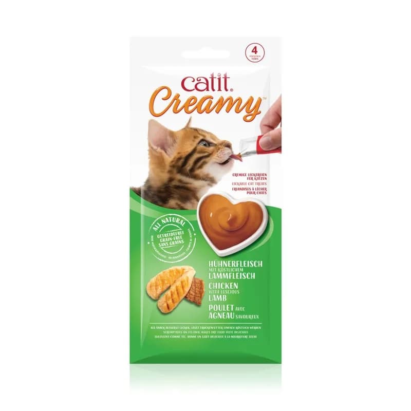Catit Creamy Chicken & Lamb, mokry przysmak dla kota kurczak i jagnięcina, 4 szt/opak