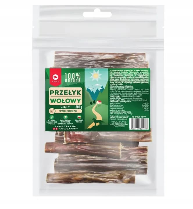 Przysmak dla Psów Maced 100% NATURA Przełyk Cięty 12 cm 200 g