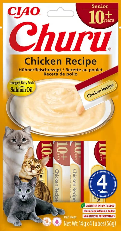 INABA CAT CHURU SENIOR Kurczak – Przysmak dla starszego kota 4 × 14 g (56 g)