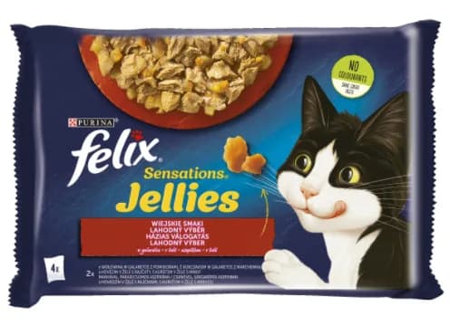 FELIX SENSATIONS Saszetki dla kota Mieso 4 × 85 g
