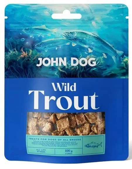 John Dog Wild Fish Cubes Trout Przysmak z łososiem dla szczeniaka 100 g