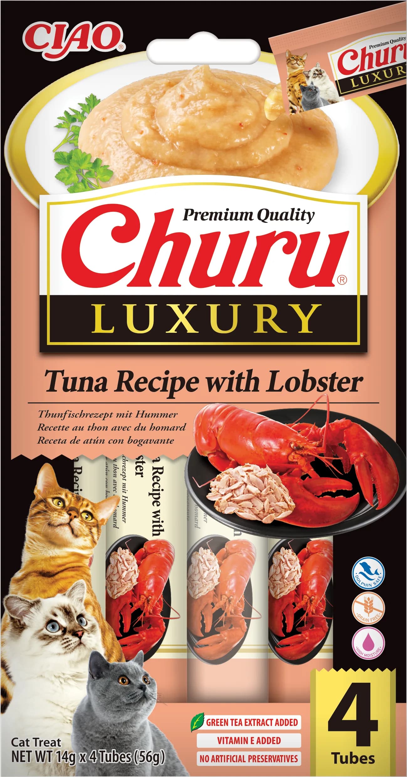 INABA CAT CHURU LUXURY karma dla kota tuńczyk homar 4 × 14 g(56 g)