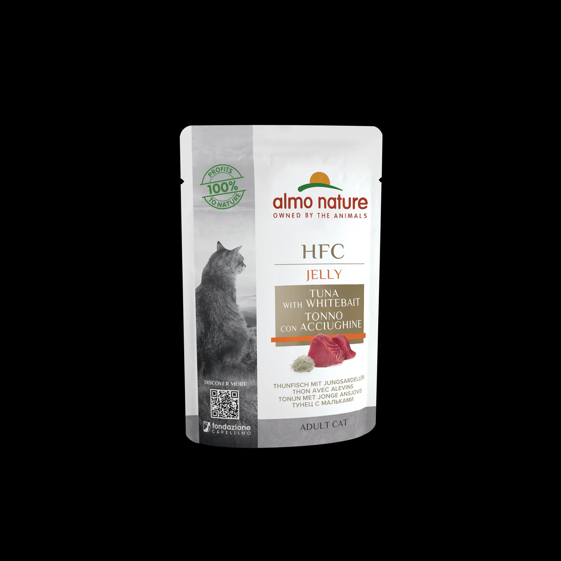 Almo Nature HFC Jelly karma mokra z tuńczykiem i młodymi sardynkami w galaretce dla dorosłych kotów 55 g