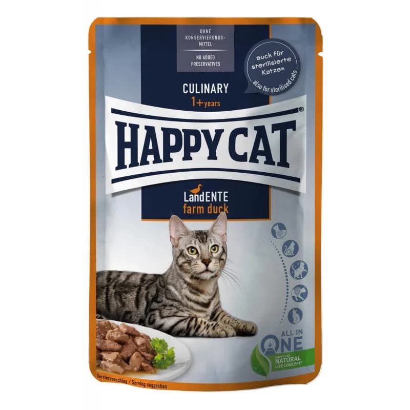 Happy Cat Culinary Meat in Sauce Farm Duck, mokra karma, dla kotów dorosłych, kaczka, 85 g