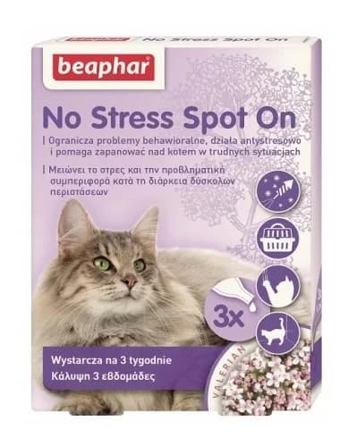 Beaphar No Stress Spot On dla kotów - 3 pipety x 0,4 ml