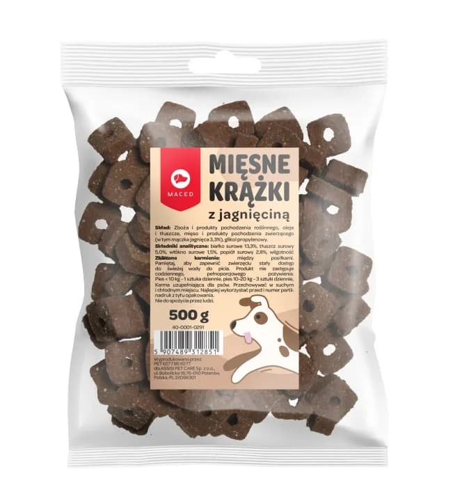 Przysmaki dla Psów Mięsne Krążki z Jagnięciną Smakołyki Smaczki Maced 500 g