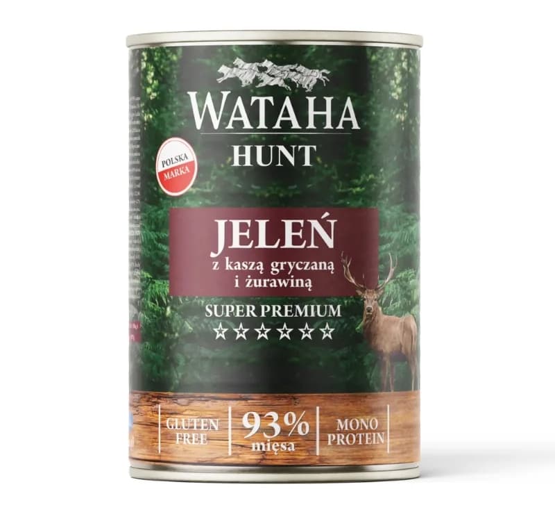 Wataha Hunt Mono Protein 93% Jelen Kasza Gryczana Zurawina 400 g