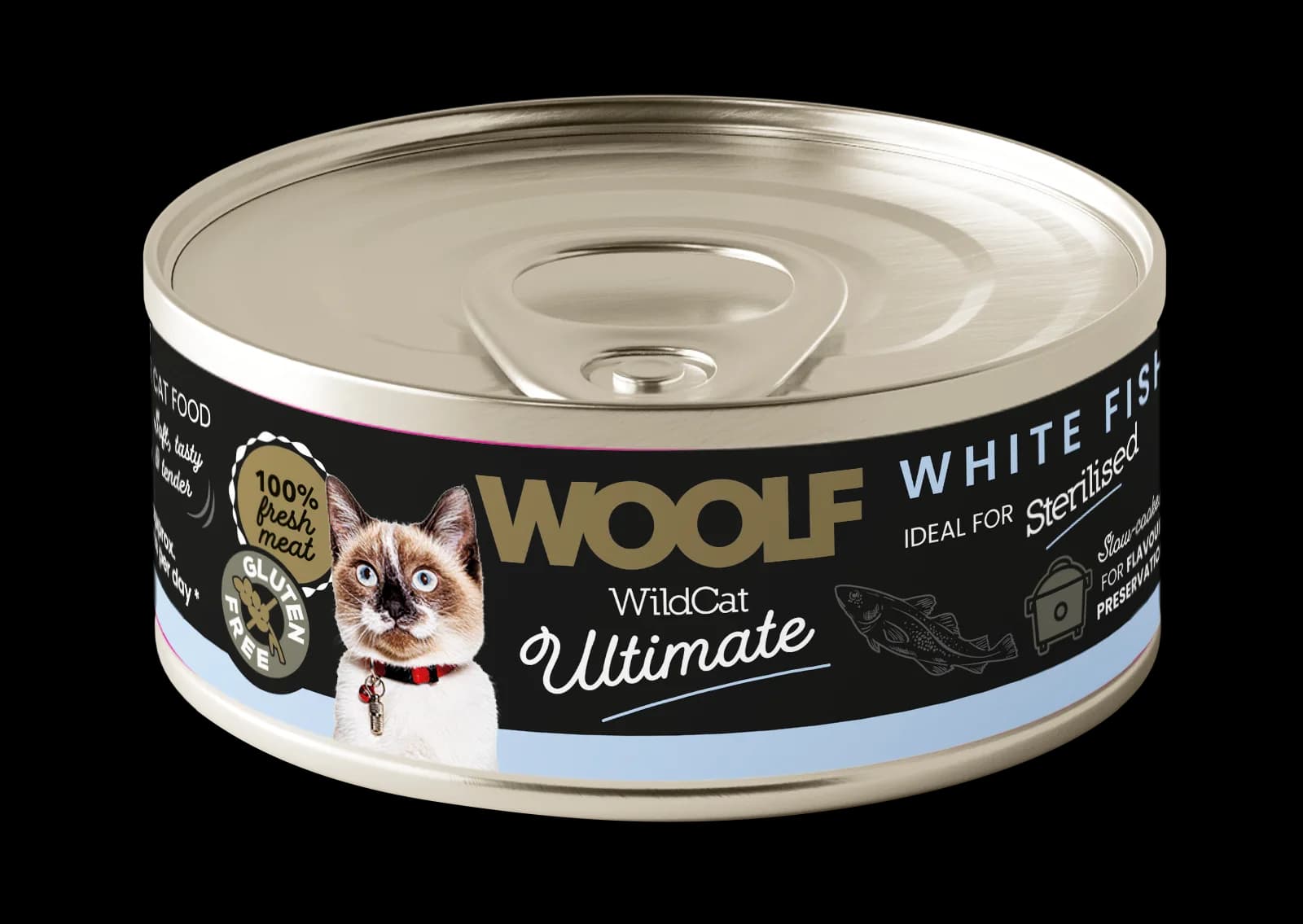 WOOLF ULTIMATE WHITE FISH FOR ADULT STERILISED CATS Karma Wilgotna Z Białą Rybą dla Dorosłych Kotów Sterylizowanych 85 g