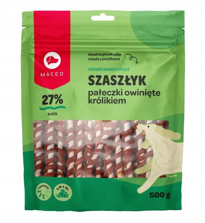Maced Szaszłyk Pałeczki Owinięte Królikiem Naturalny przysmak dla psa  500 g