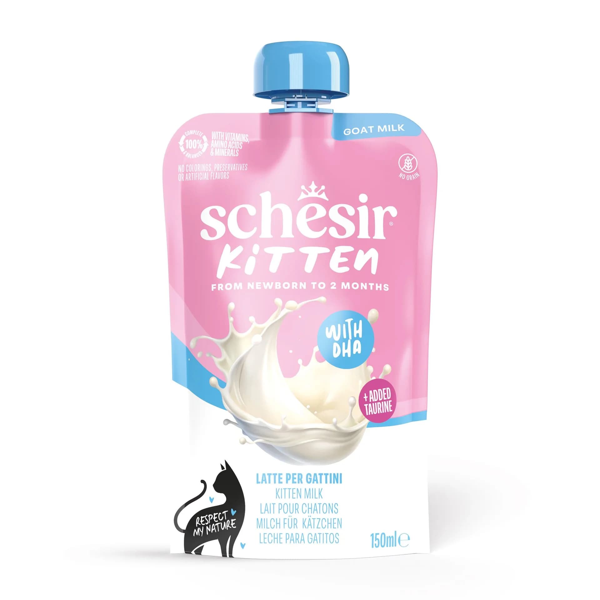 Schesir Kitten Milk pełnoporcjowa karma płynna z mlekiem kozim dla kociąt 150 ml