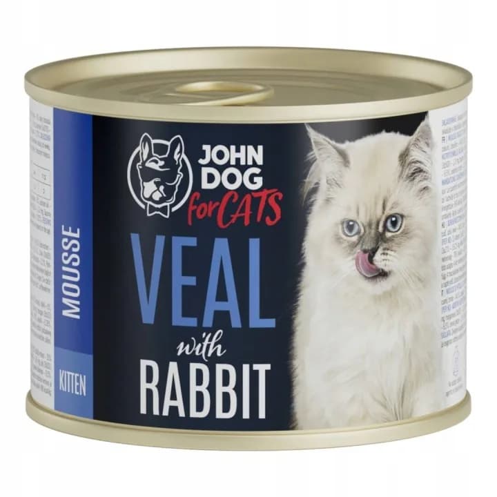 John Dog for Cats Mus karma mokra z cielęciną i królikiem dla kociąt