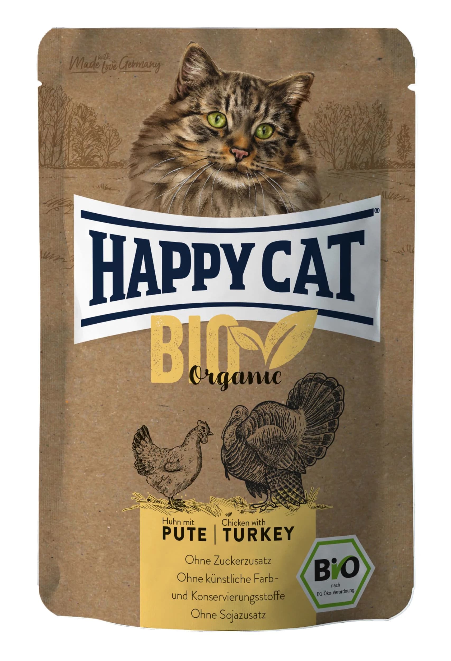 Happy Cat Bio Organic mokra karma dla kotów dorosłych kurczak indyk 85 g