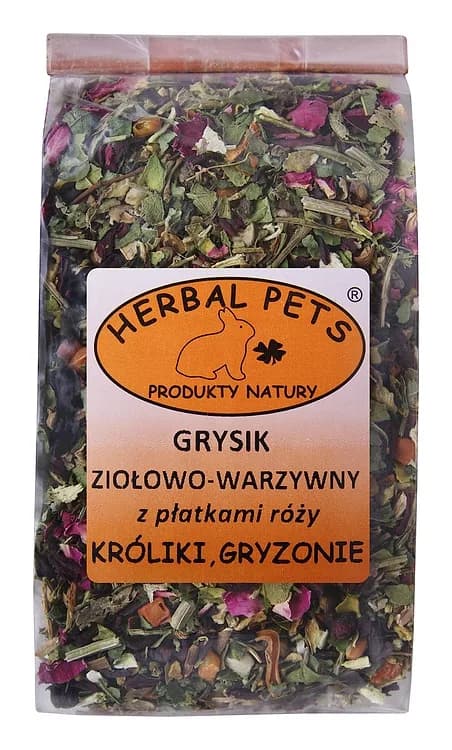 Grysik ziołowo - warzywny z płatkami róży 100g - uzupełniająca karma dla gryzoni Herbal Pets