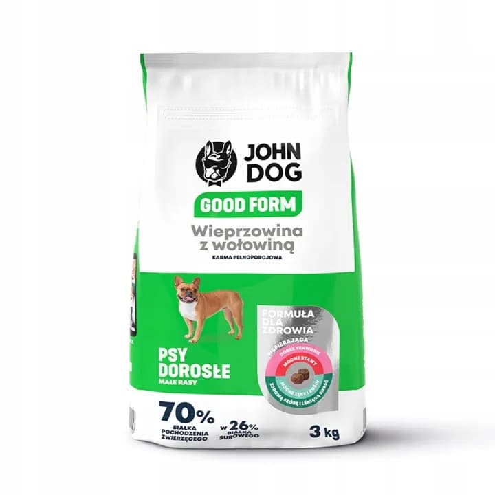 KARMA SUCHA John Dog GOOD FORM MAŁE RASY wieprzowina z wołowiną 12 kg