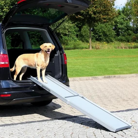 Teleskopowa kładka do samochodu umożliwiająca wyjście zwierzaka z bagażnika, aluminiowo-plastikowa - Friends on Tour, Petwalk