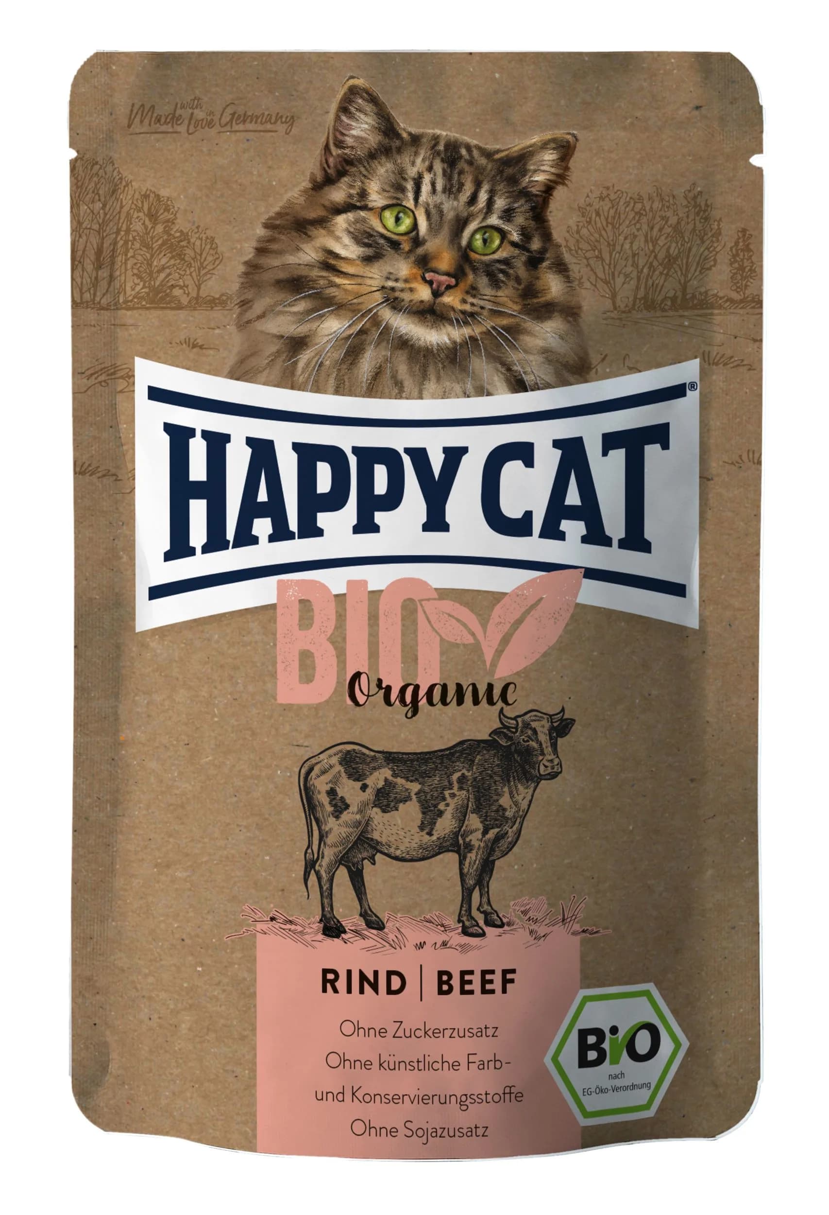 Happy Cat Bio Organic mokra karma dla kotów dorosłych z wołowiną 85 g