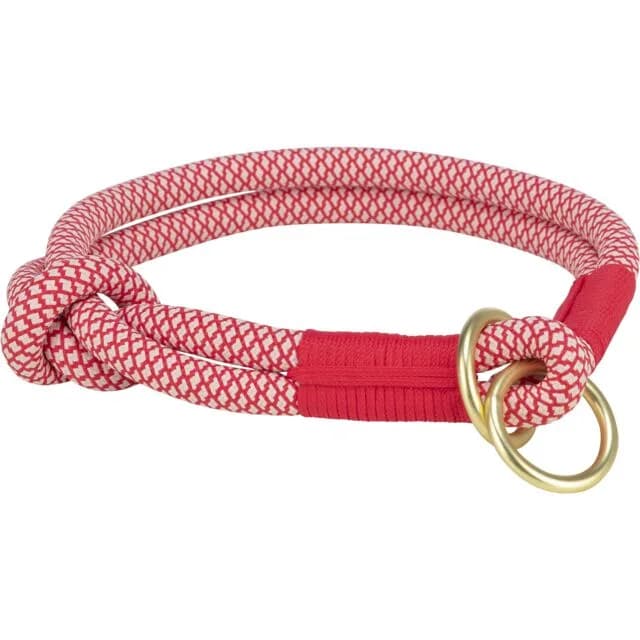 Trixie Soft Rope obroża półzaciskowa dla psa czerwona/kremowa