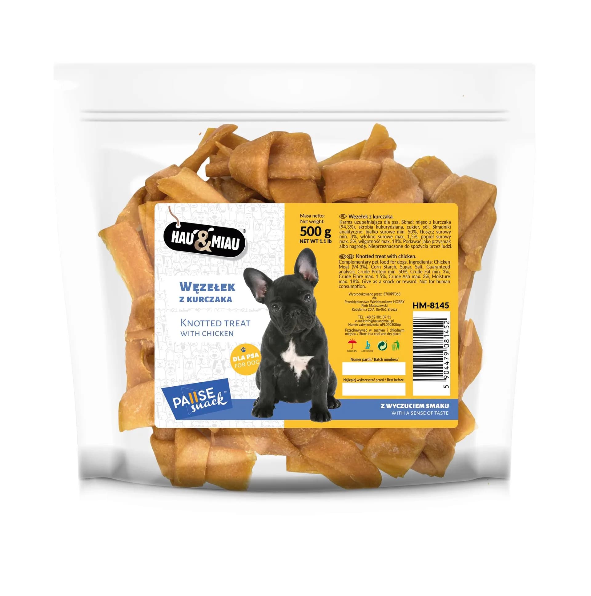 Hau&Miau Pausesnack przysmak dla psa węzełki z kurczaka 500 g