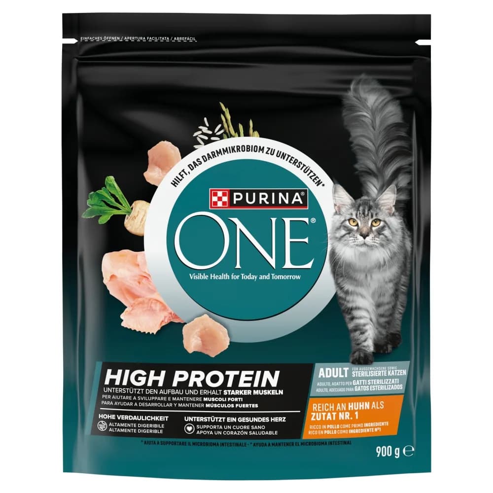 Purina ONE High Protein karma sucha z kurczakiem dla dorosłych kotów 900 g