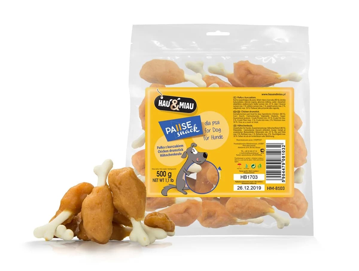Hau&Miau Pausesnack przysmak dla psa pałka z kurczakiem 500 g