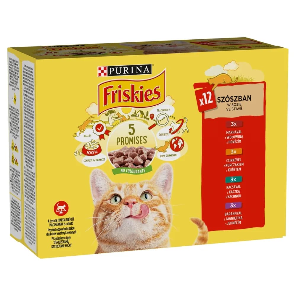Purina FRISKIES Multipack z mięsem w sosie dla kota (12 × 85 g)
