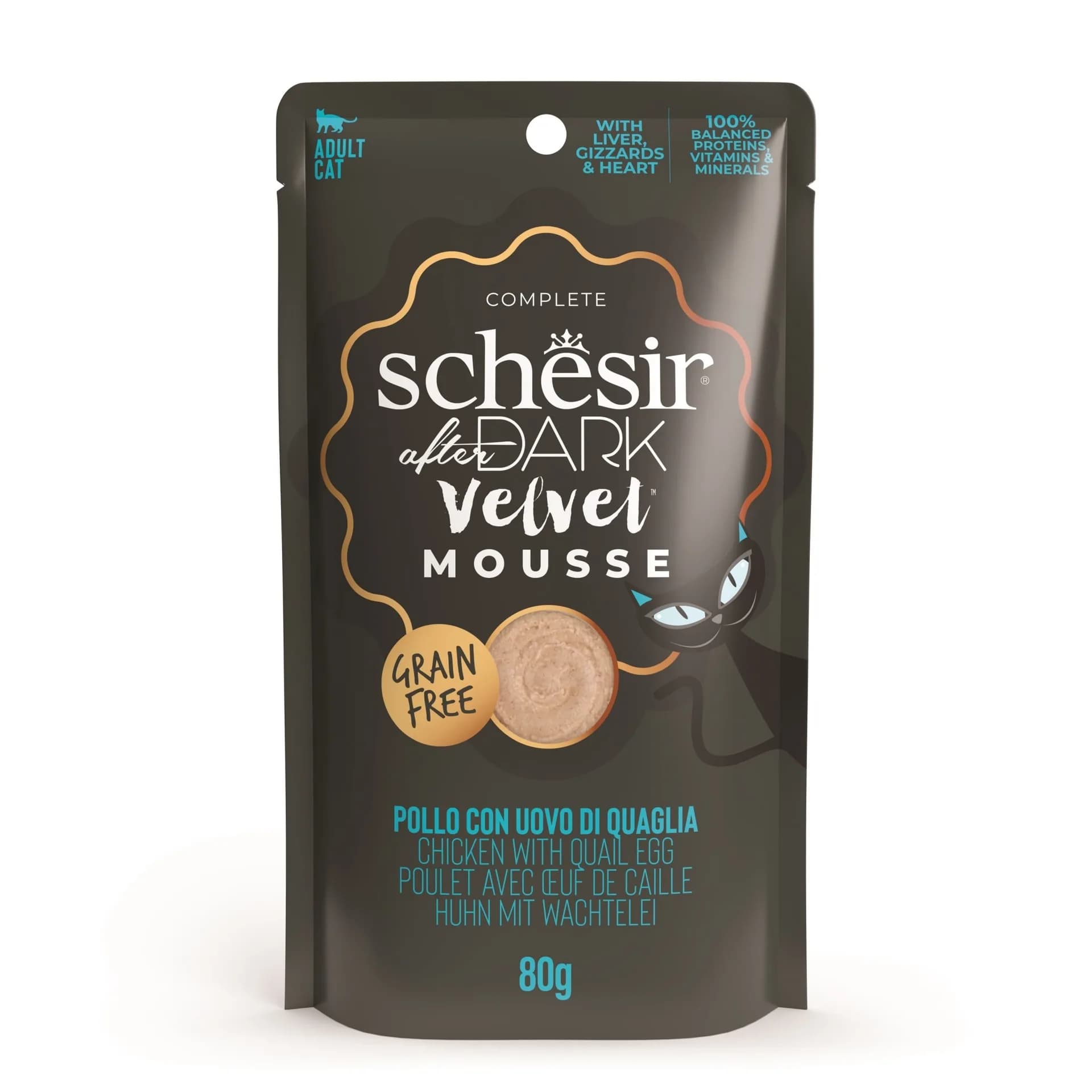 Schesir After Dark karma mokra dla kota kurczak i jajka przepiórcze 80 g