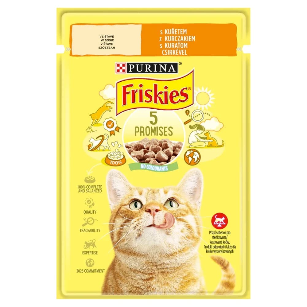 Purina FRISKIES Mokra karma z kurczakiem w sosie dla kota 85 g