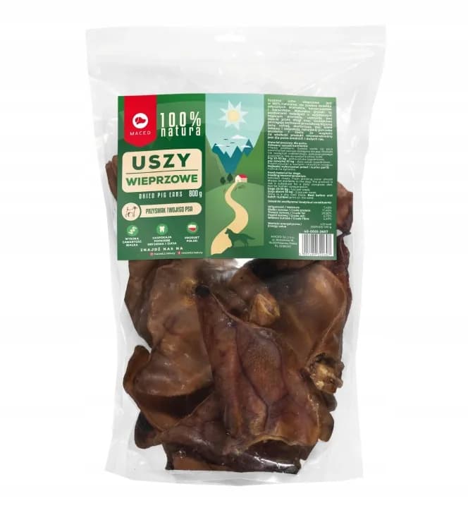 Przysmak Smakołyk dla Psa Maced Ucho Wieprzowe 100% NATURA 800 g