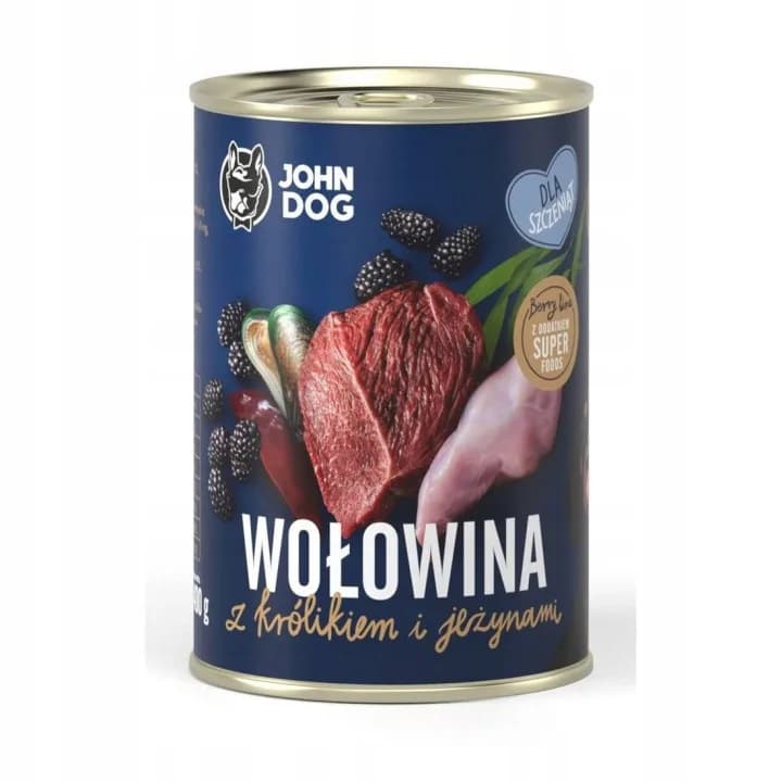 John Dog Berry karma mokra dla szczeniąt z wołowiną, królikiem i jeżynami