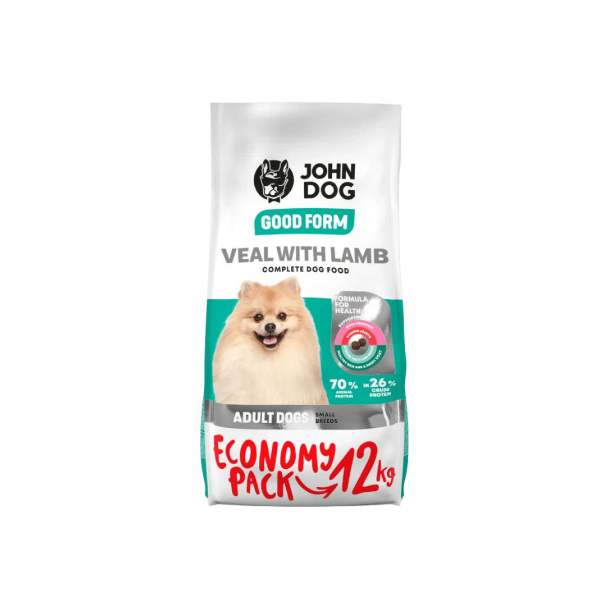 John Dog GF MAŁE RASY cielęcina z jagnięciną 12 kg