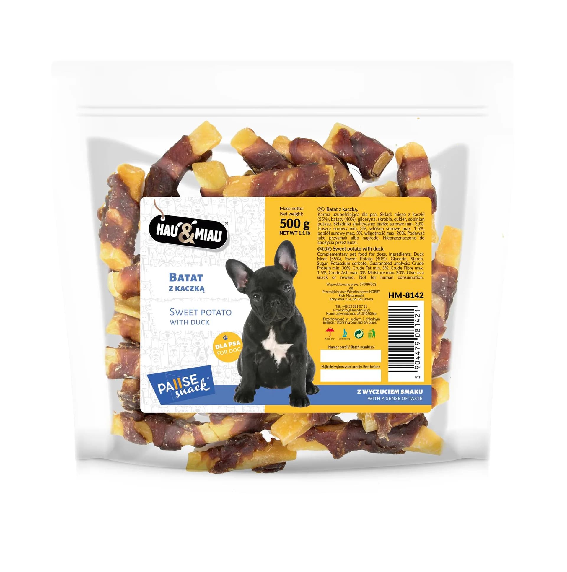 Hau&Miau Pausesnack przysmak dla psa batat z kaczką 500 g
