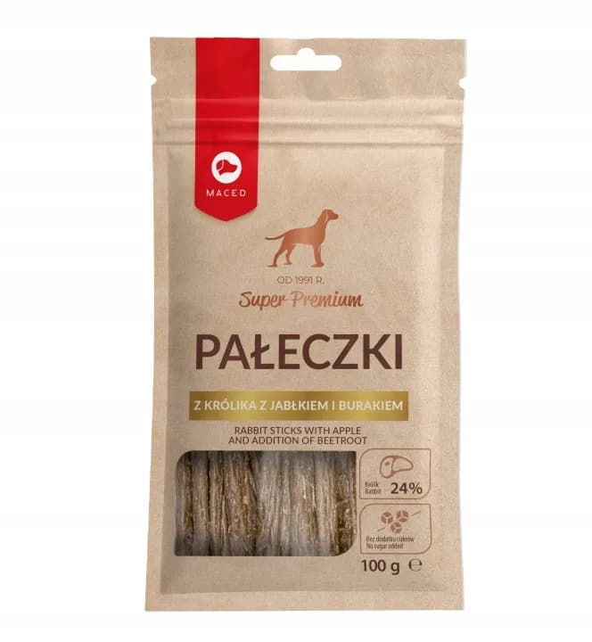 Przysmak dla Psa Maced Pałeczki z Królika z Jabłkiem i Burakiem 100 g