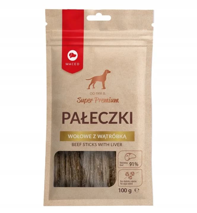 Gryzaki dla Psa Psów Maced Pałeczki Wołowe z Wątróbką Smakołyki 100 g