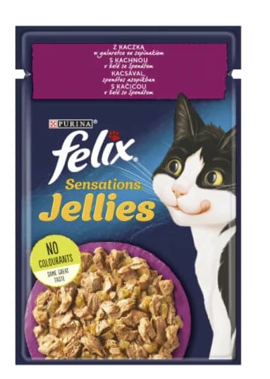 FELIX SENSATIONS Saszetki dla kota Kaczka Szpinak 85 g