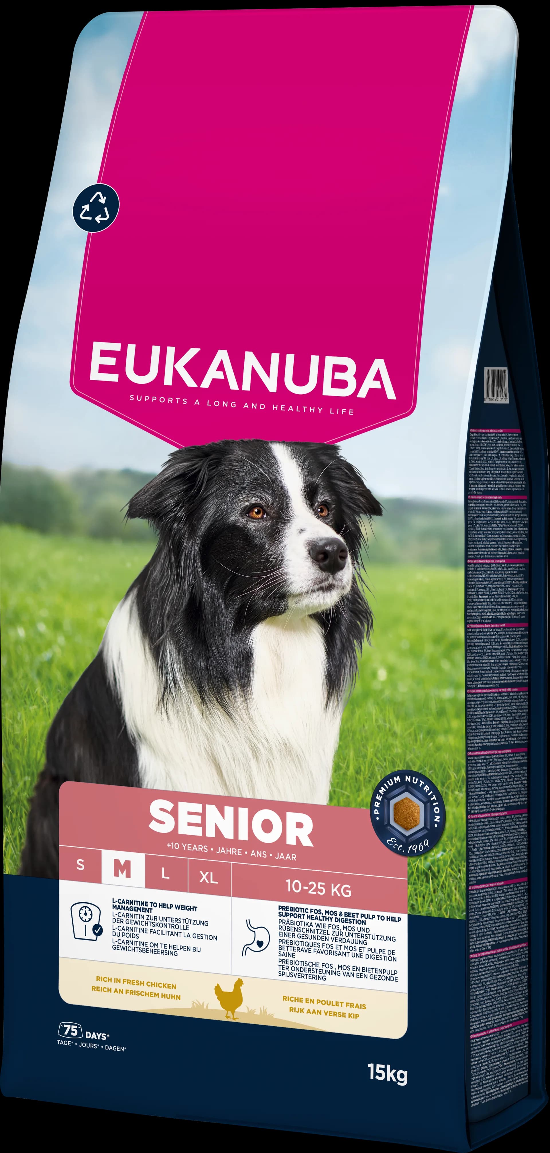 Eukanuba Life Care Senior Medium Breed karma sucha ze świeżym kurczakiem dla starszych psów średnich ras