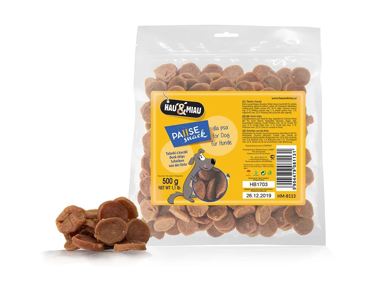 Hau&Miau Pausesnack przysmak dla psa talarki z kaczki 500 g