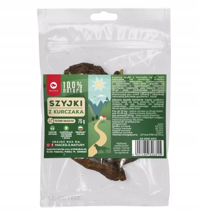 Maced Przysmaki dla Psów Smakołyki Smaczki dla Psa Kurze Szyjki 75 g