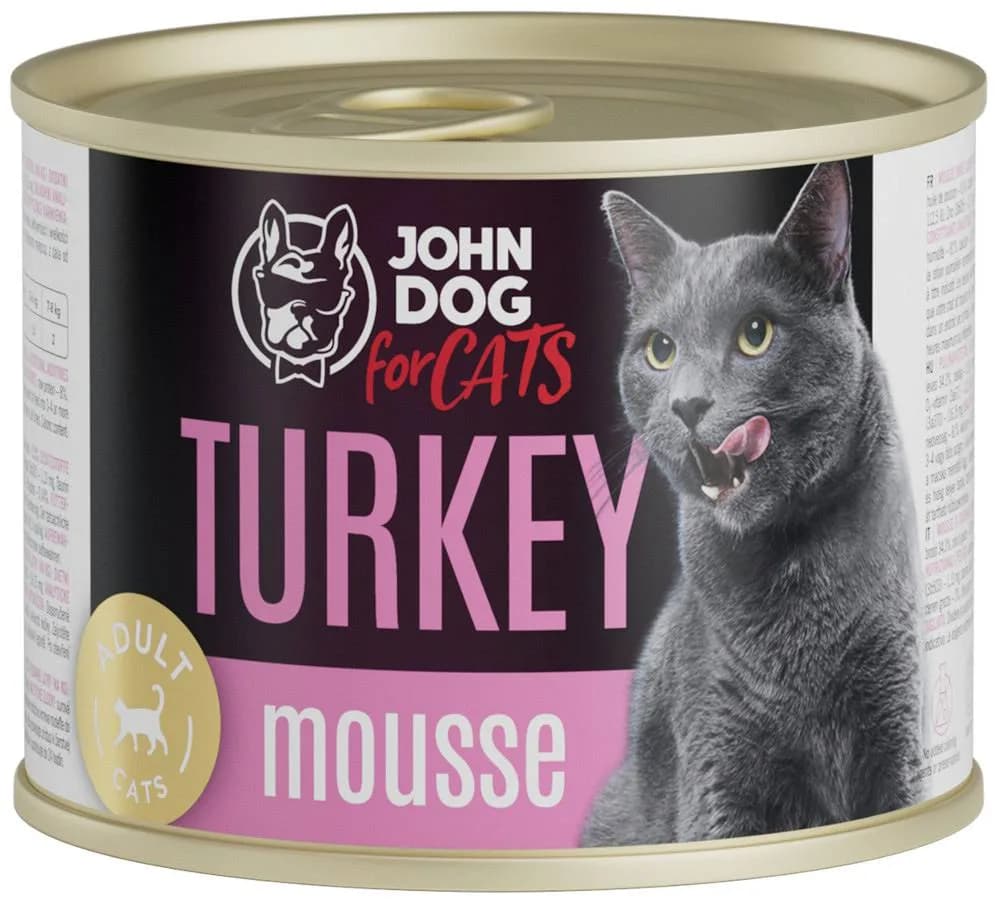 John Dog for Cats Mus karma mokra z indykiem dla dorosłych kotów 200 g