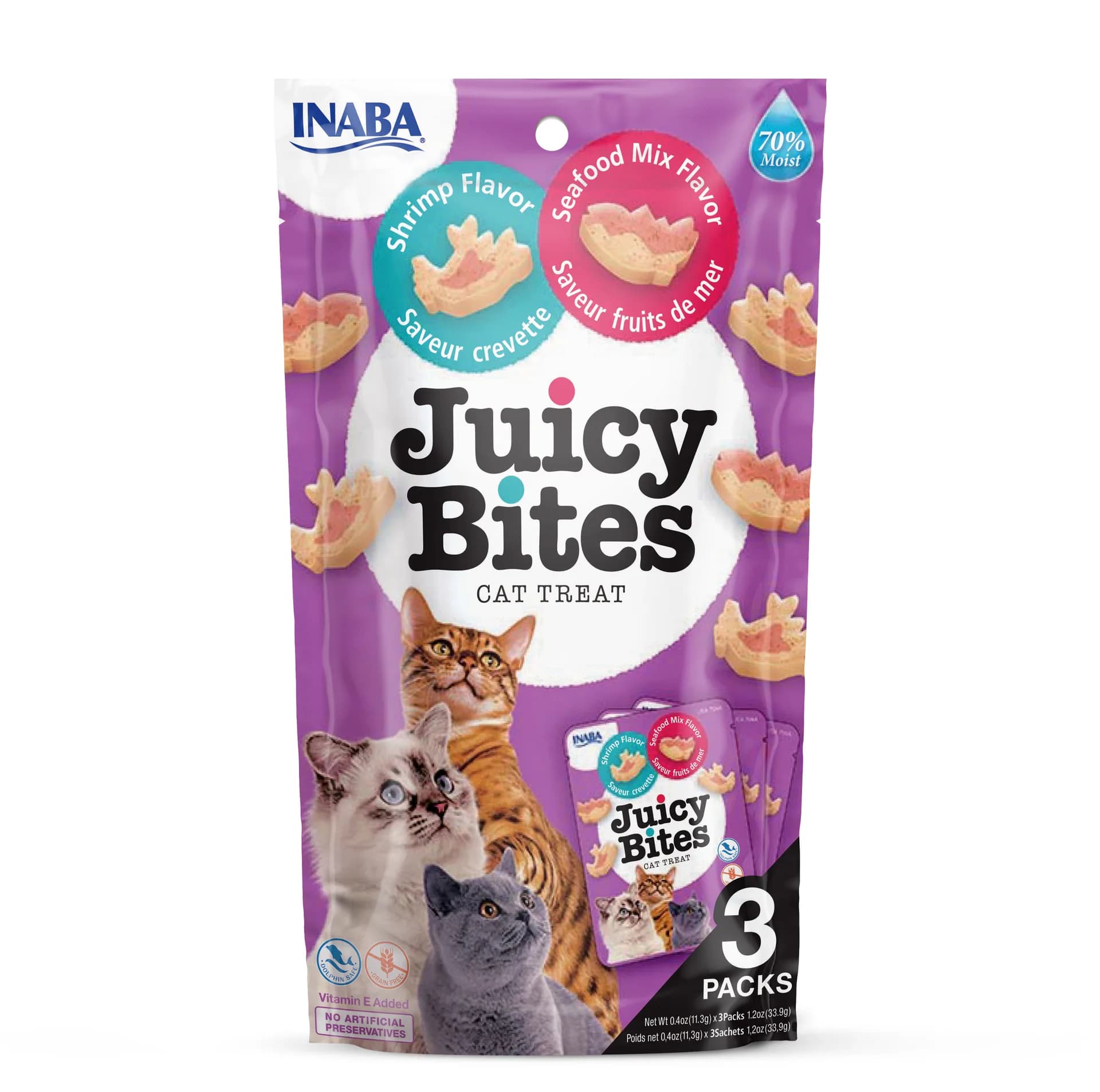 INABA PRZYSMAK DLA KOTA CAT JUICY BITES SHRIMP/SEAFOOD 3 × 11,3 g