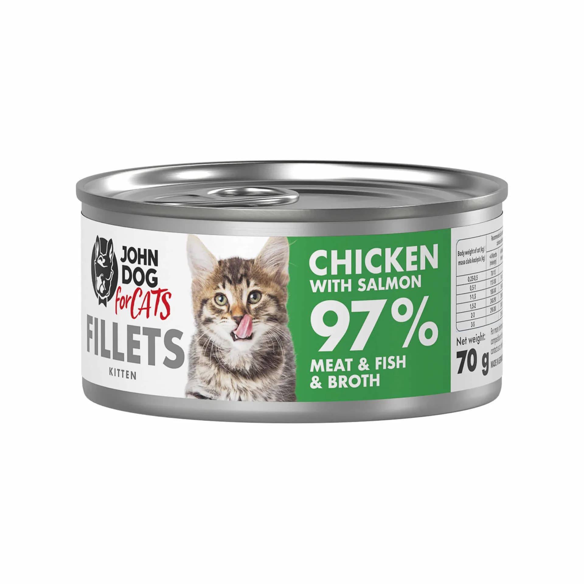 John Dog for Cats Filety karma mokra z kurczakiem i łososiem dla kociąt 70 g