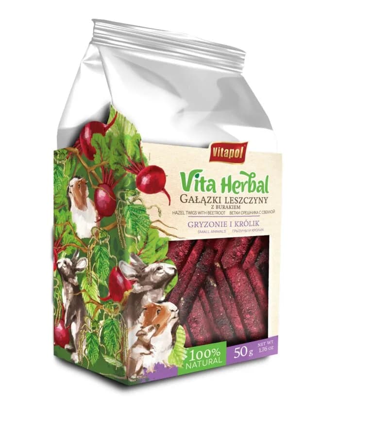 Vitapol Vita Herbal Gałązki leszczyny z burakiem dla gryzoni i królika 50 g