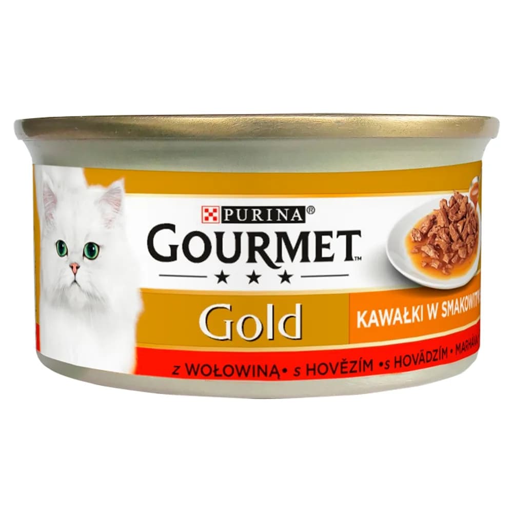 Gourmet Gold Karma dla kotów kawałki w smakowitym sosie z wołowiną 85 g 1 szt.