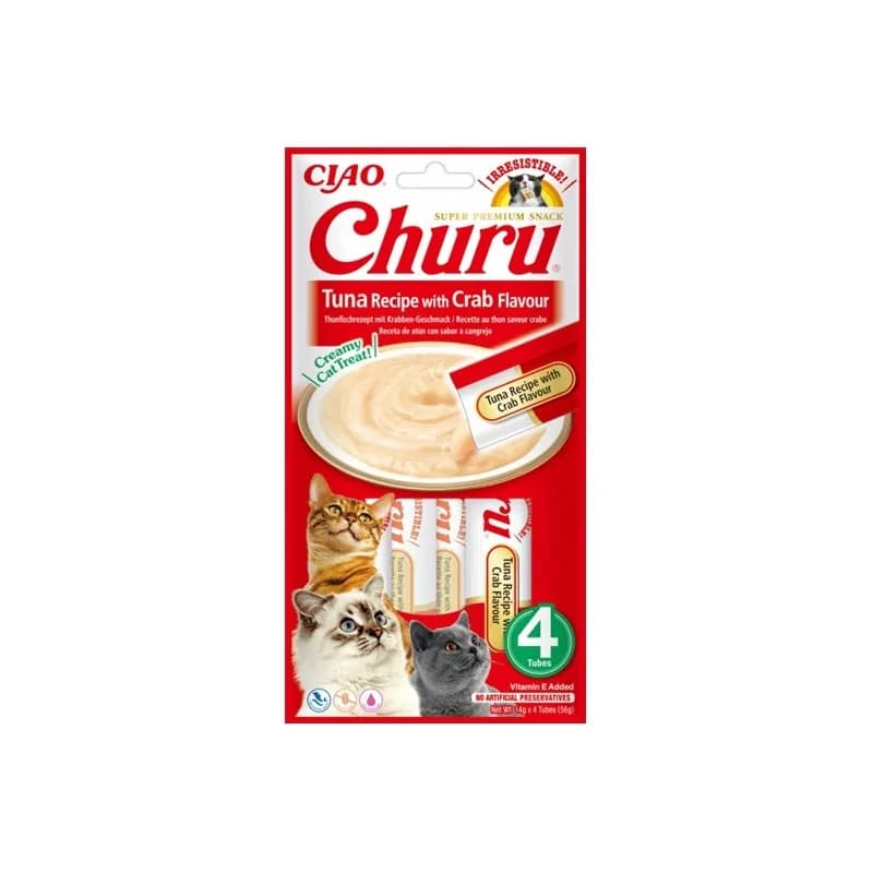 INABA CAT CHURU TUNA WITH CLAM FLAVOUR 4 × 14 g