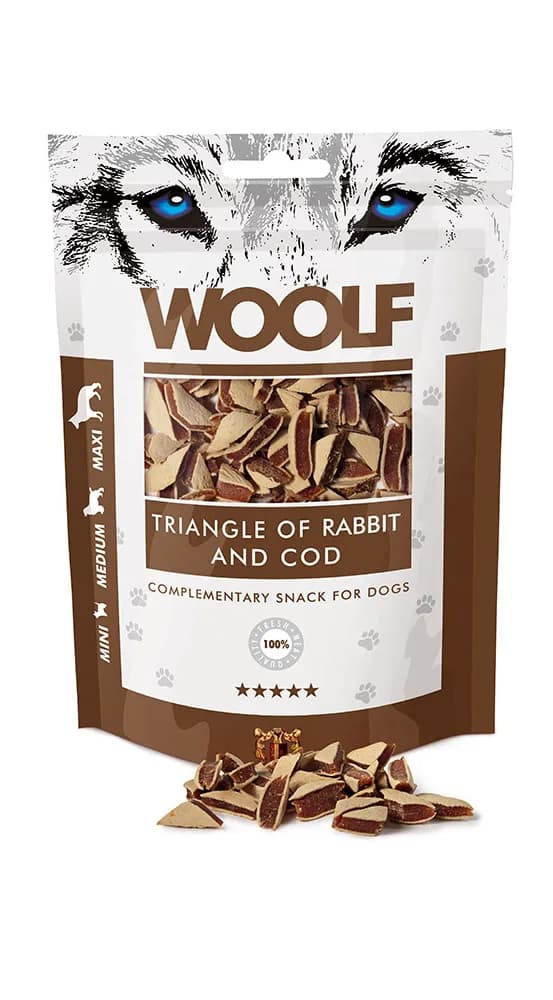 WOOLF TRIANGLE OF RABBIT COD Przysmak dla Psa z Królikiem i Dorszem 100 g