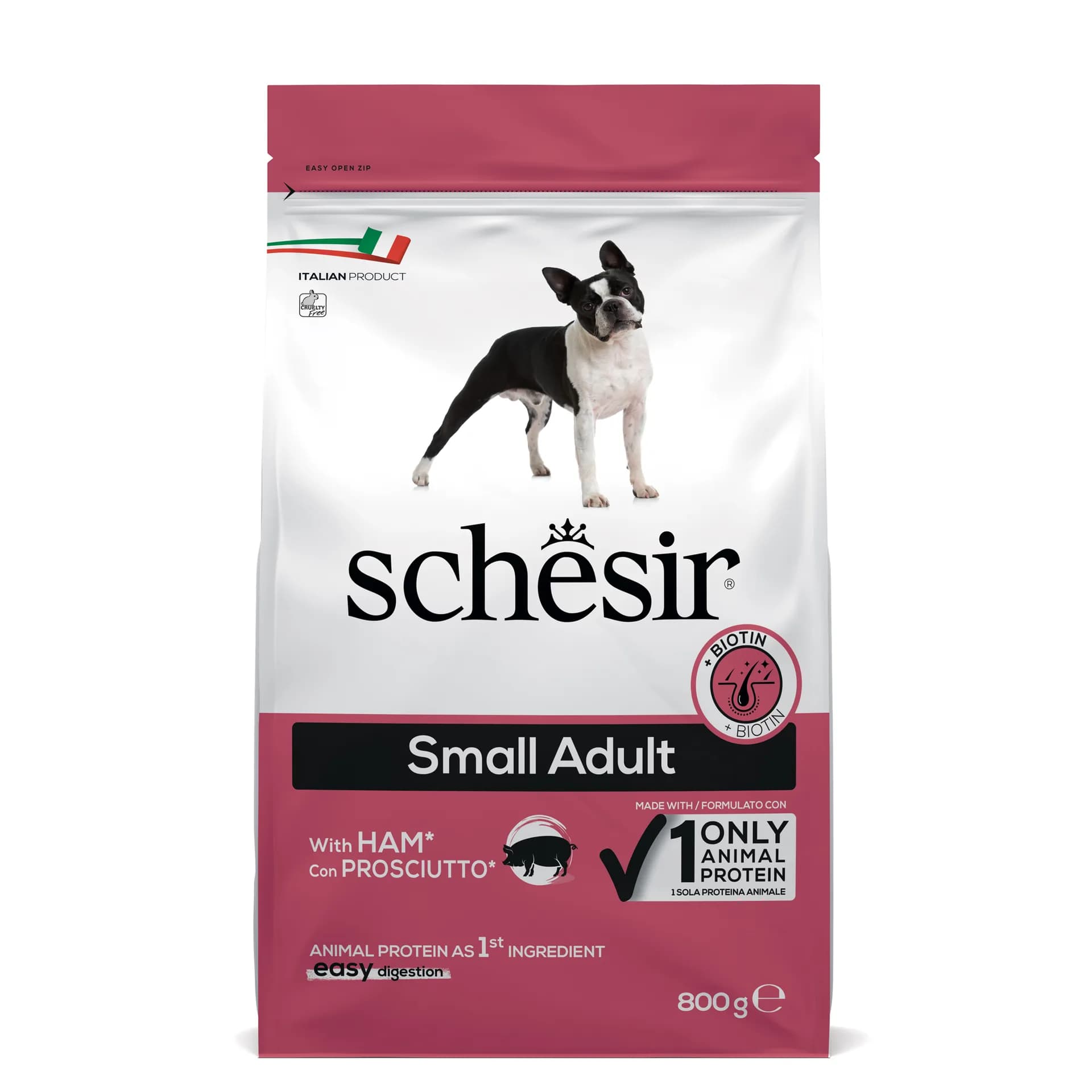 Schesir Original Small Adult With Ham karma sucha z wieprzowiną i szynką dla dorosłych psów małych ras 800 g
