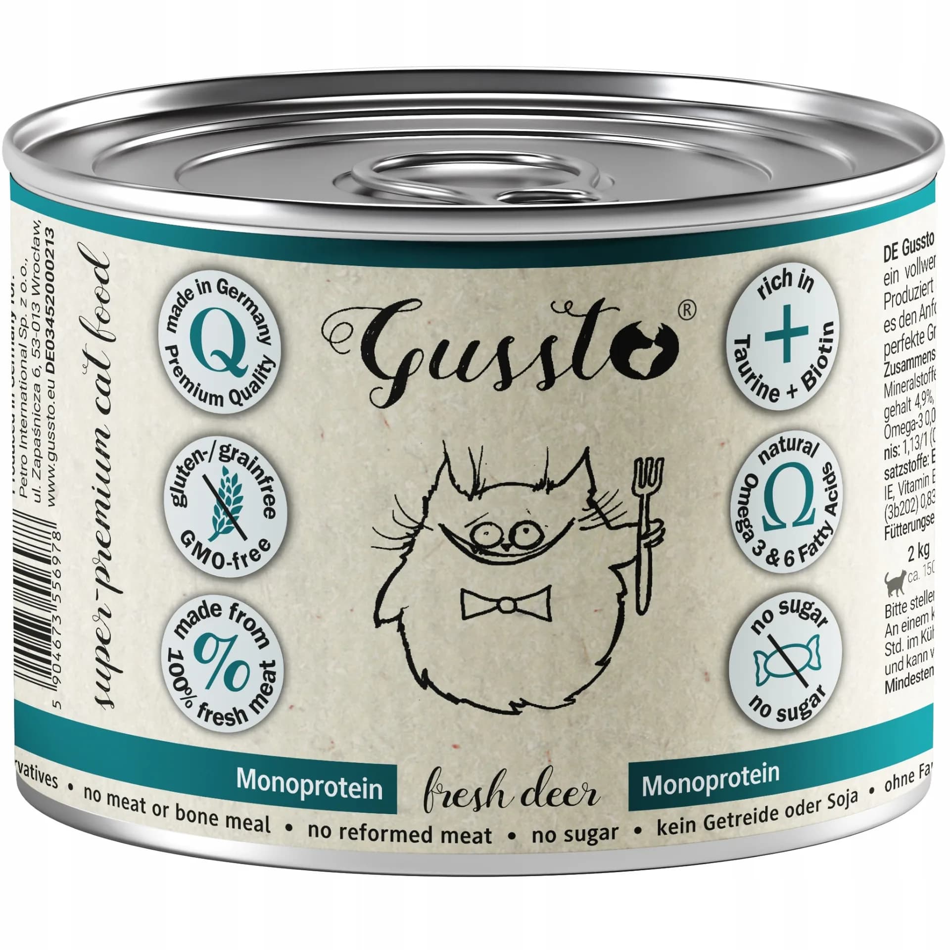 Gussto Cat karma mokra dla kotów Fresh Deer 200 g/400 g