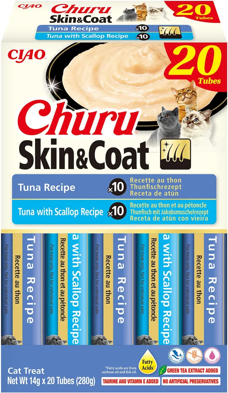 INABA CHURU SKIN&COAT Premium– Przysmaki dla Kota z Tuńczykiem i Kurczakiem